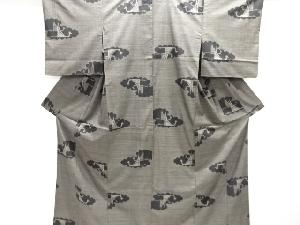 抽象鶴模様織り出し本場泥大島紬着物(5マルキ)